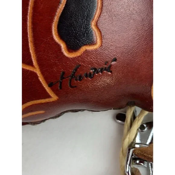 Dog Puppy Wristlet Purse Hawaiian Lei Zipper Brown Leather Small Child Travel - Picture 5 of 6